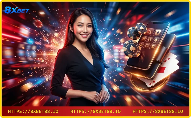 Bàn Baccarat với bài Player và Banker cùng chip vàng