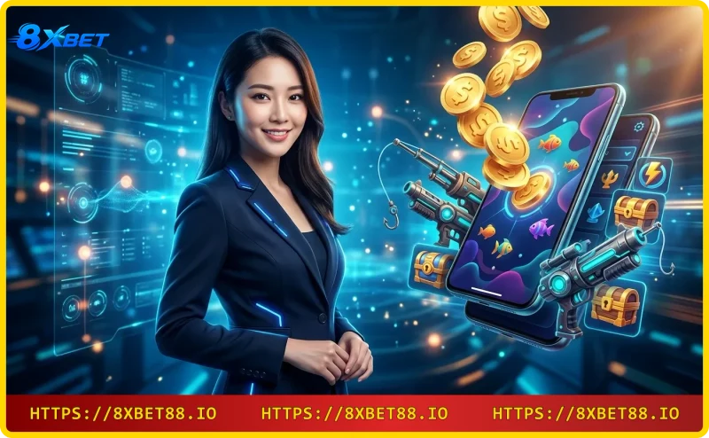 Game bắn cá 8xbet với thế giới đại dương neon và súng bắn cá